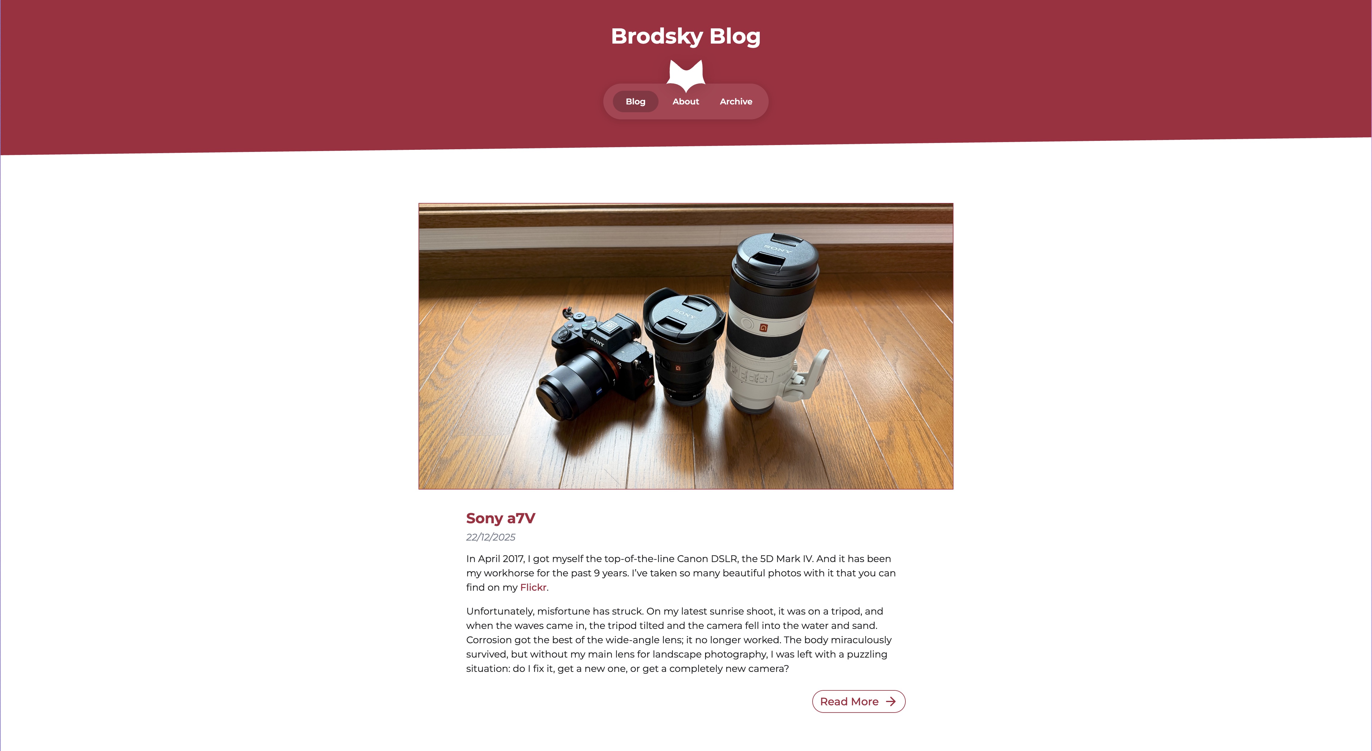 A screenshot of my new blog theme