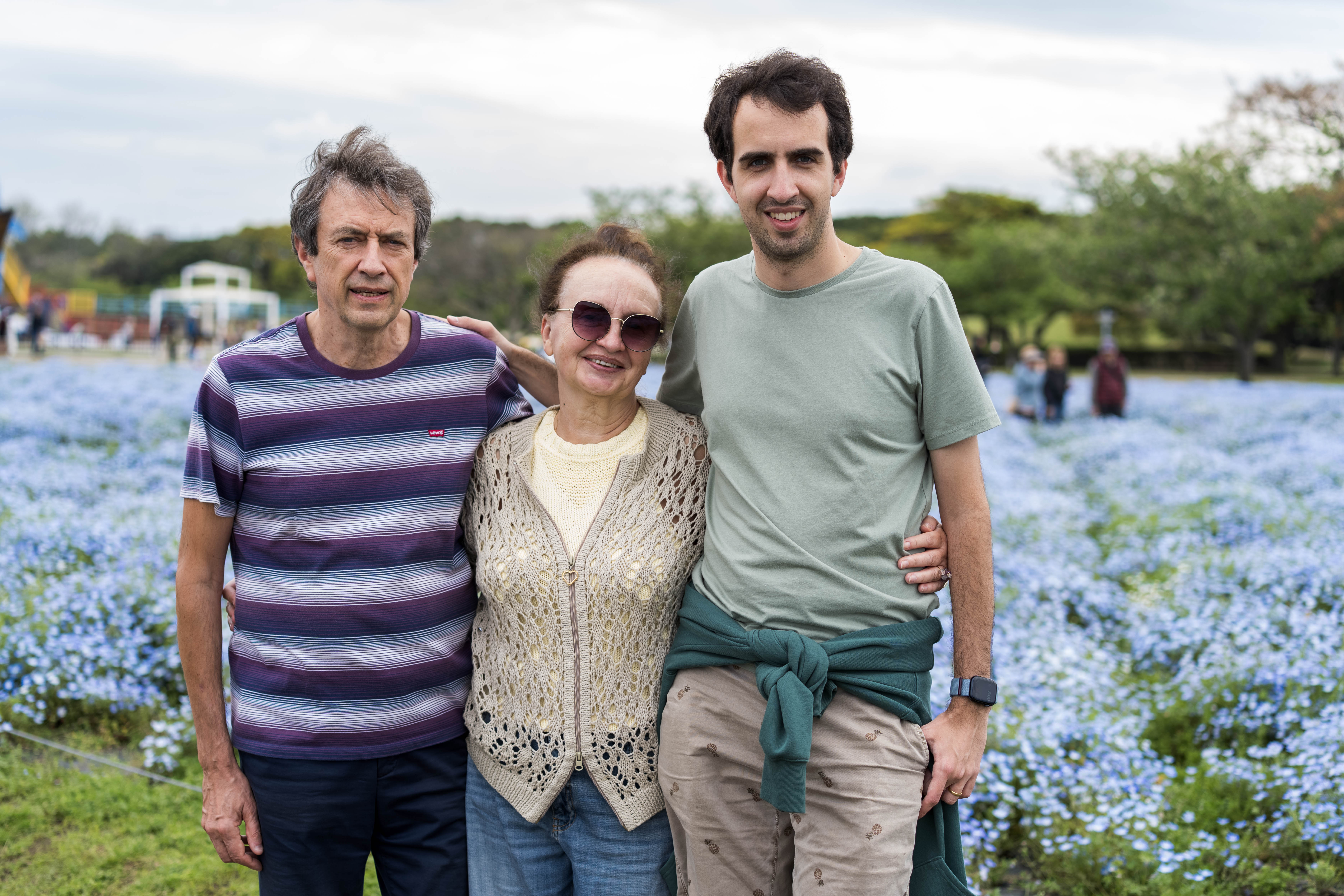 Vadim and parents in the flower park